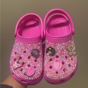 Pink size 7 custom crocs